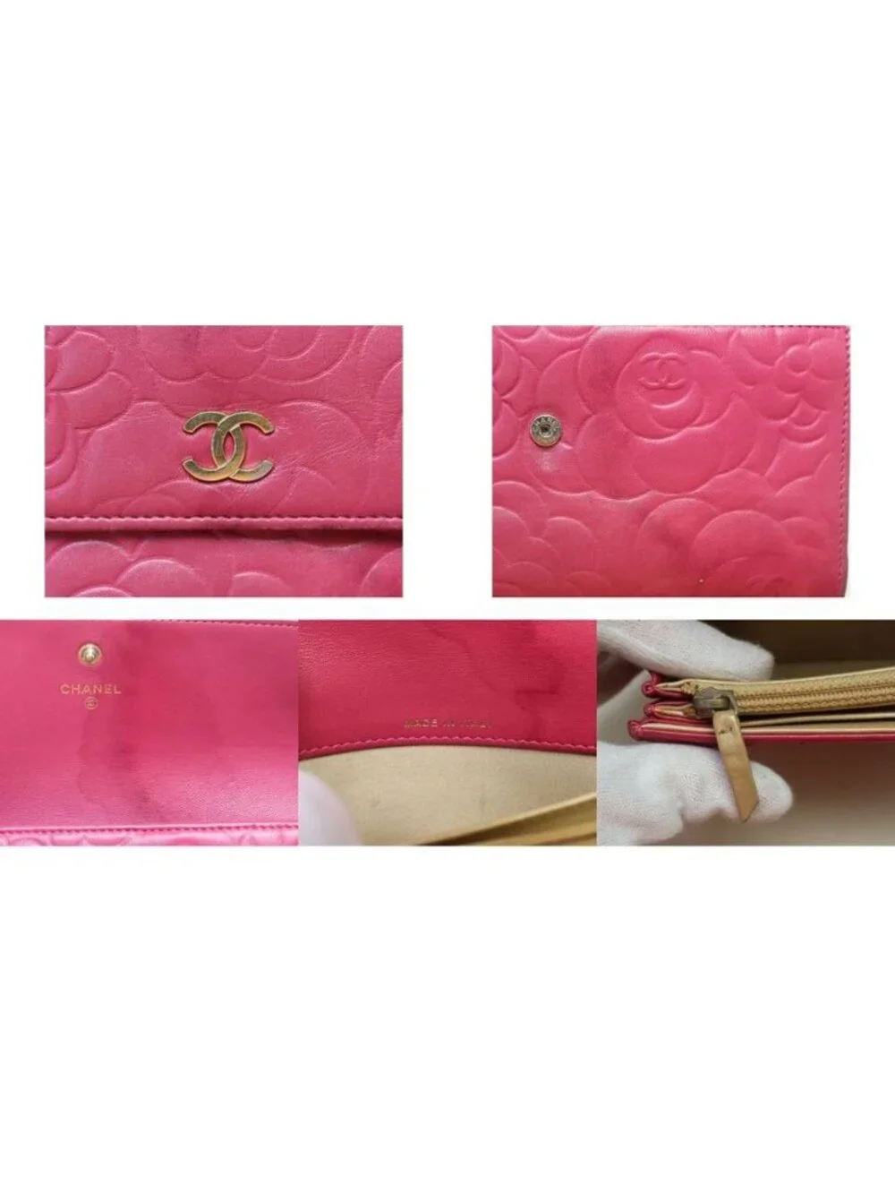 Chanel Camellia Lambskin Red Wallet